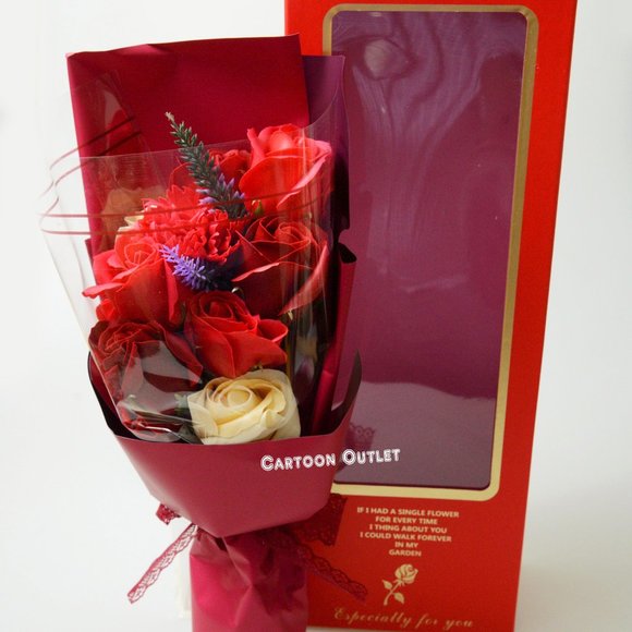 Red Scented Soap Rose Bouquet W/ Gift Box Birthday Gift Valentine Gift - Picture 7 of 9